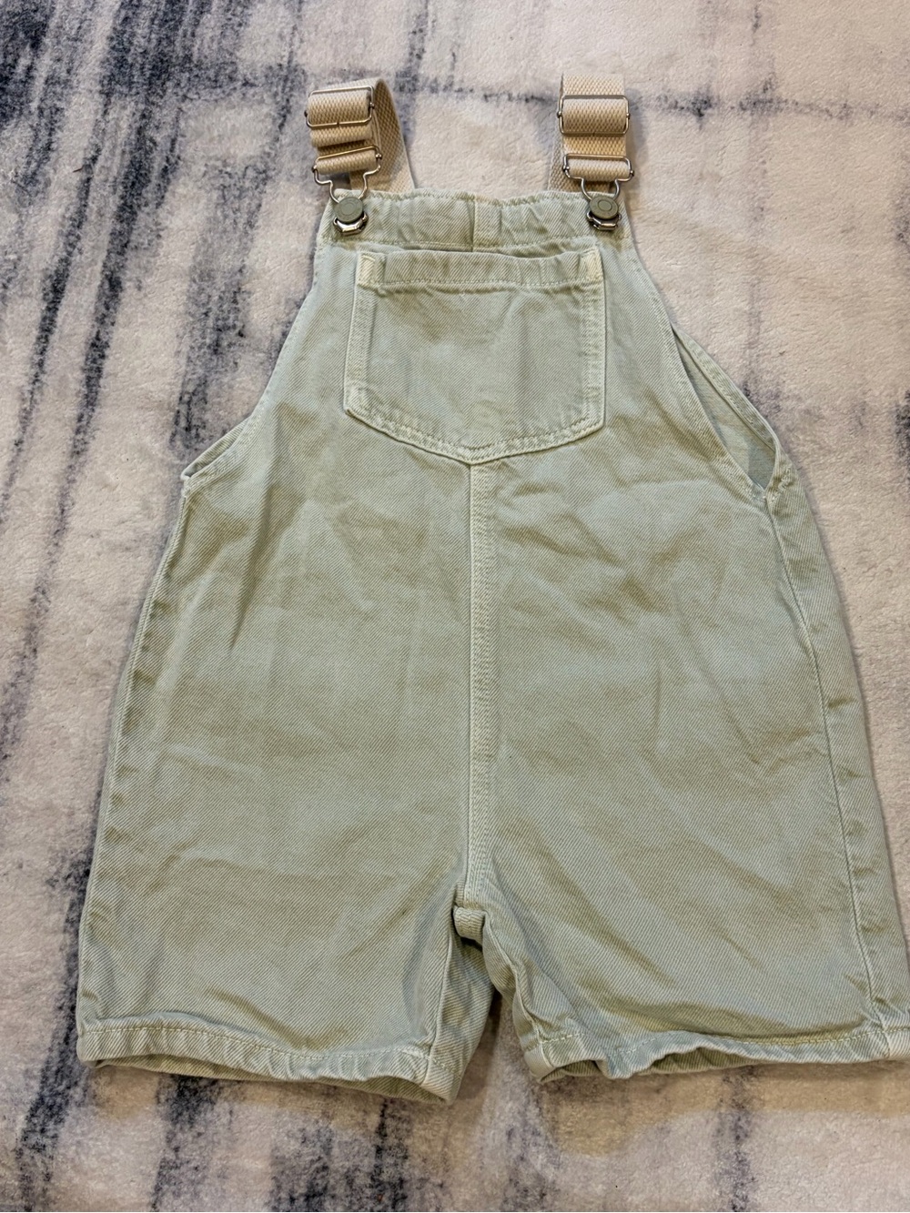 Zara Light Sage Green Kids Short Overalls
